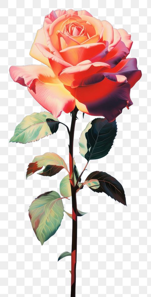 PNG Airbrush art of a rose flower petal plant.