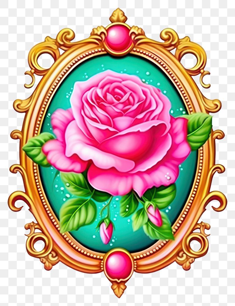 PNG  Pink rose printable sticker pattern jewelry flower.