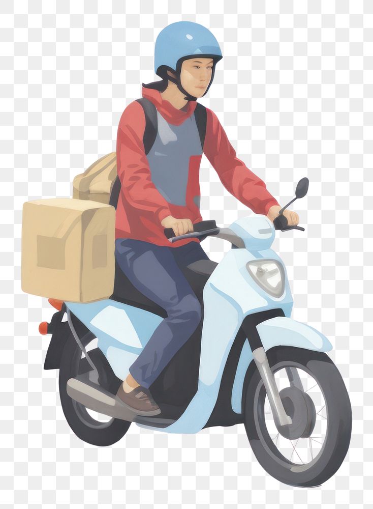 PNG Food delivery motorcycle cardboard vehicle.