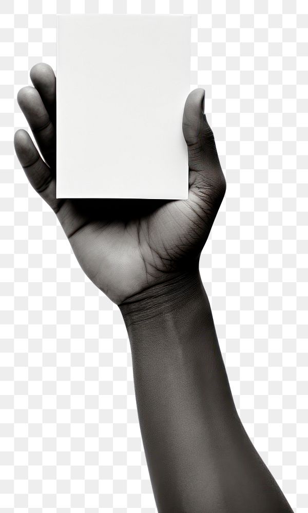 PNG Open the palm of the hand hold beige flat card box finger white black.