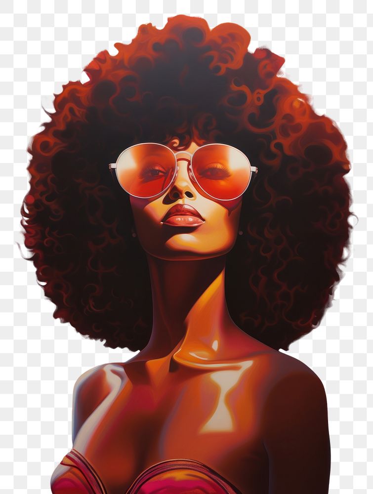 PNG Black women art sunglasses portrait.