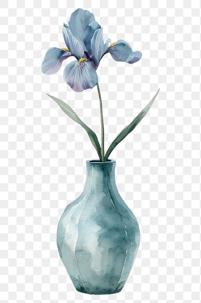 PNG  Vase flower watercolor art creativity freshness.