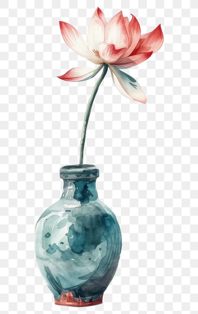 PNG  Vase flower watercolor art painting plant.