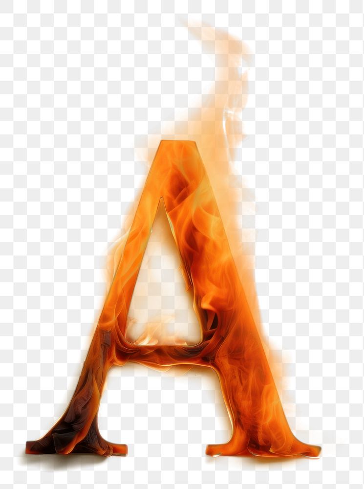 Burning letter A fire glowing bonfire.