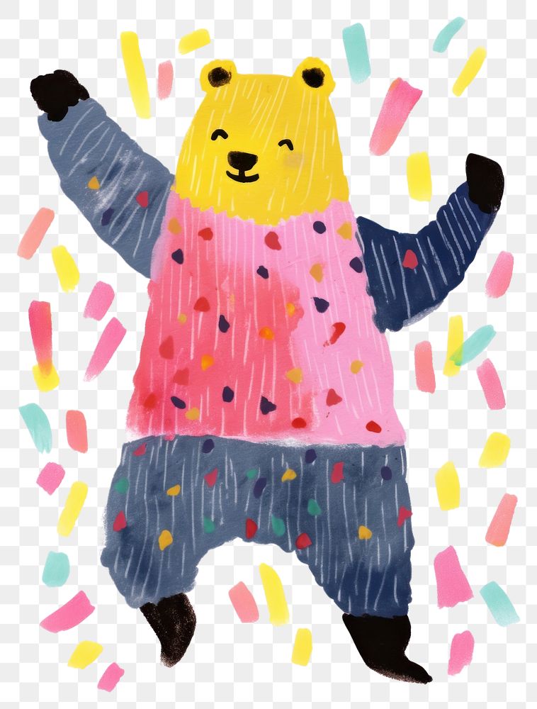 PNG Bear enjoy dancing paper cute anthropomorphic.