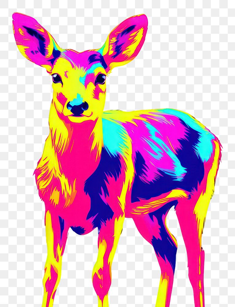 PNG  Black light oil painting of deer wildlife animal mammal.