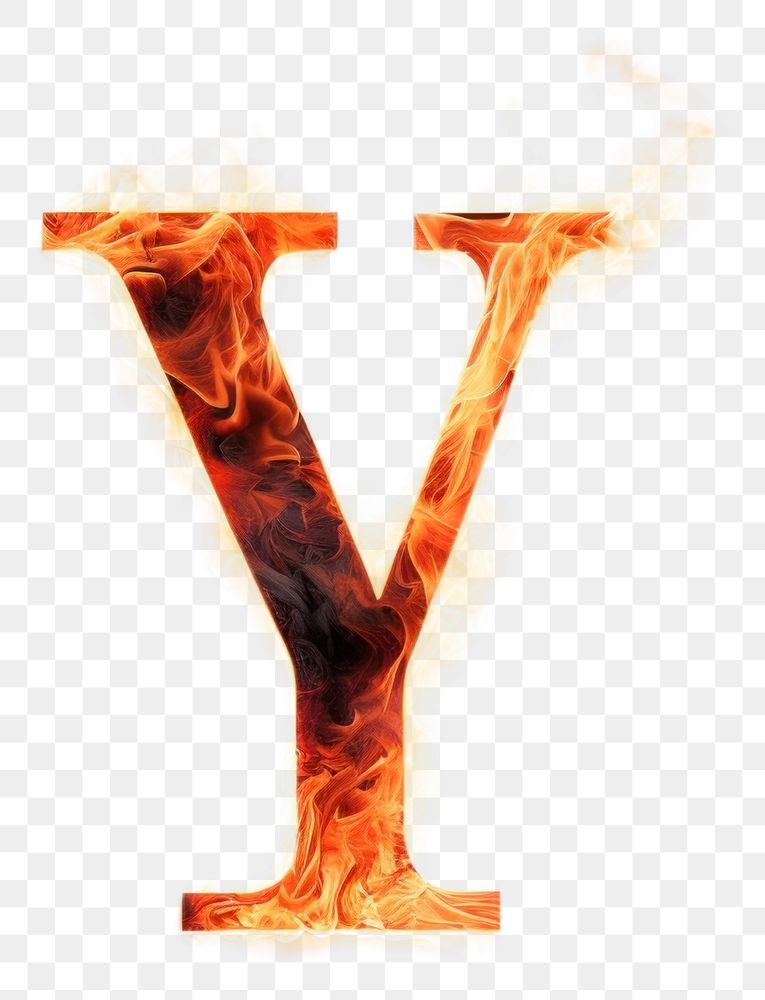 Burning letter Y text fire glowing.