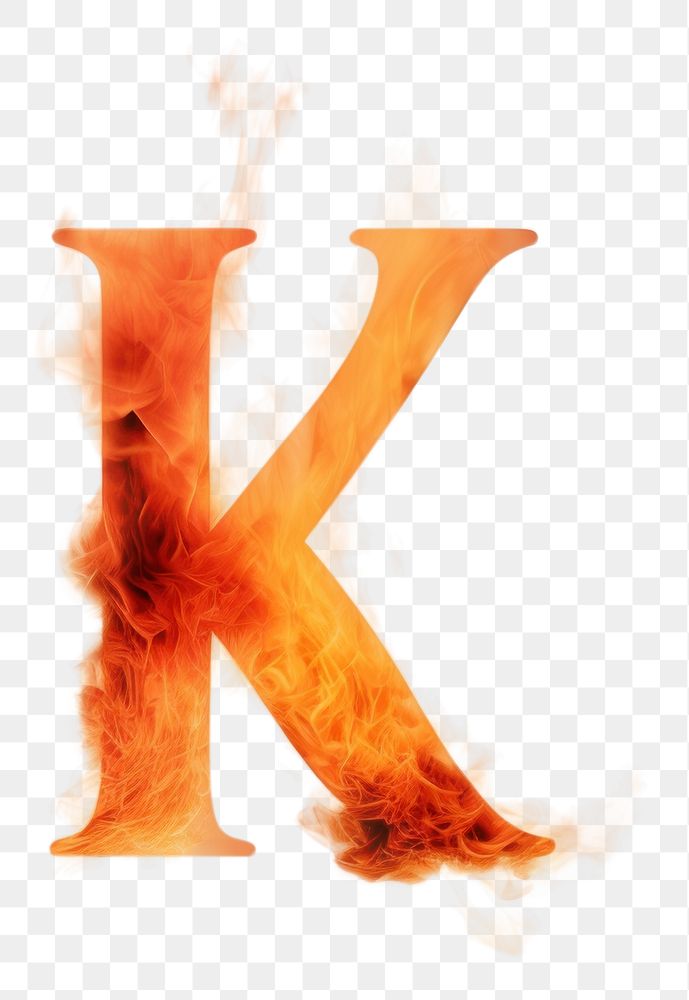 Burning letter k text fire burning.