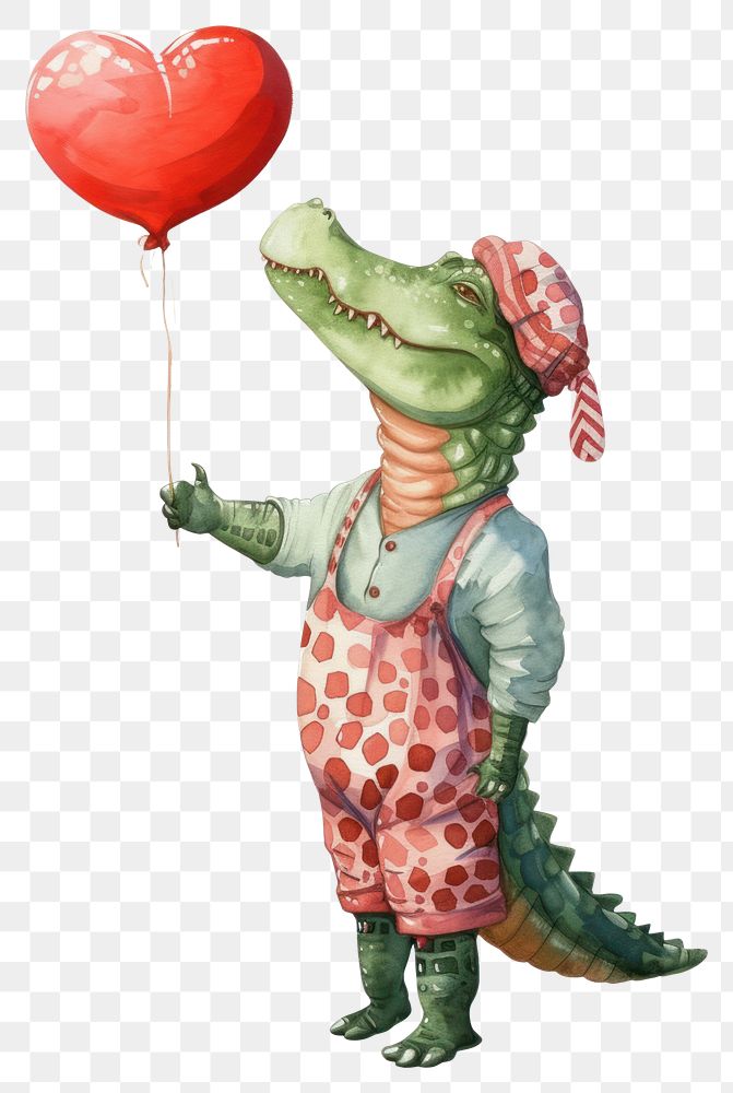 PNG  Crocodile watercolor balloon holding representation