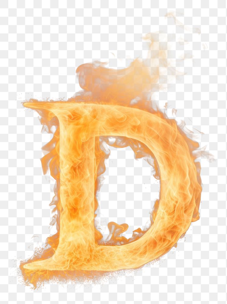Burning letter D yellow flame font.
