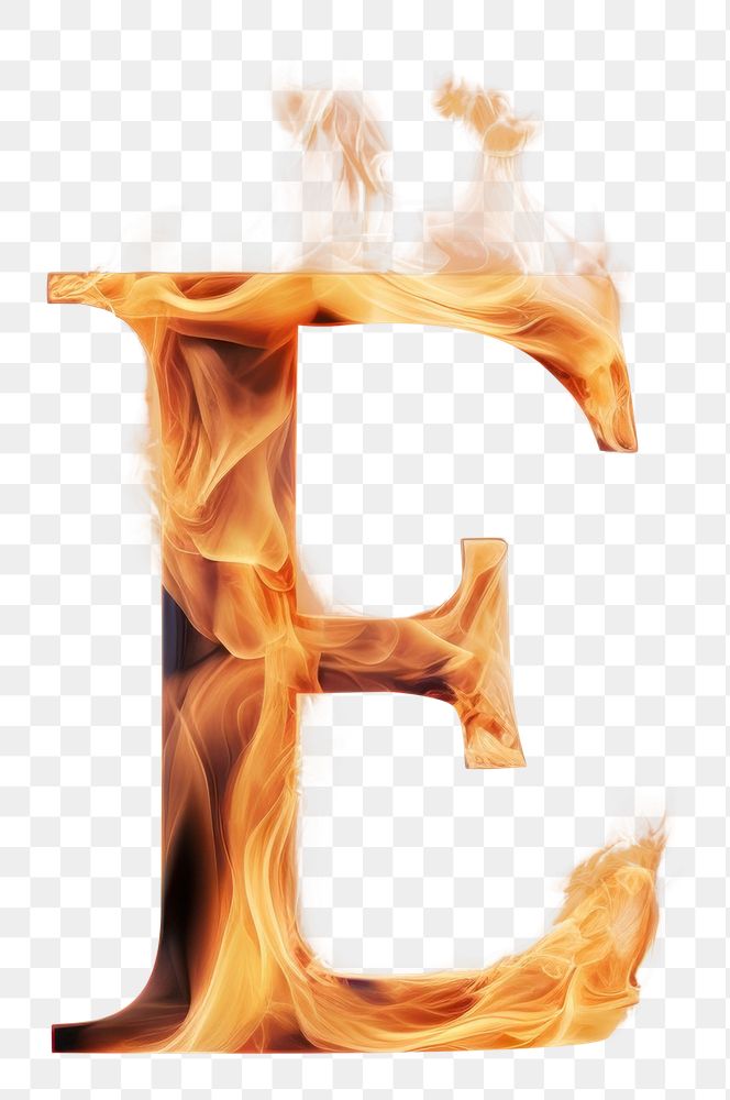 Burning letter E text fire burning.