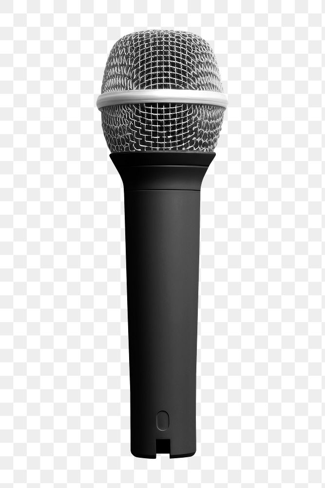 PNG black microphone, transparent background