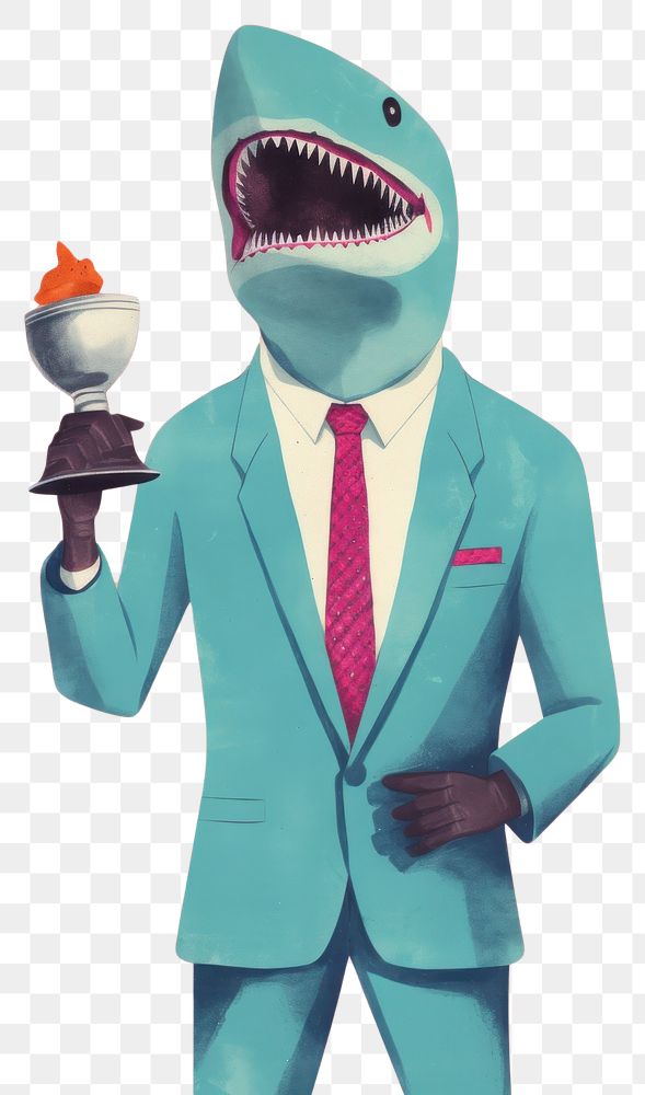 PNG Shark businessman holding trophy adult representation accessories.