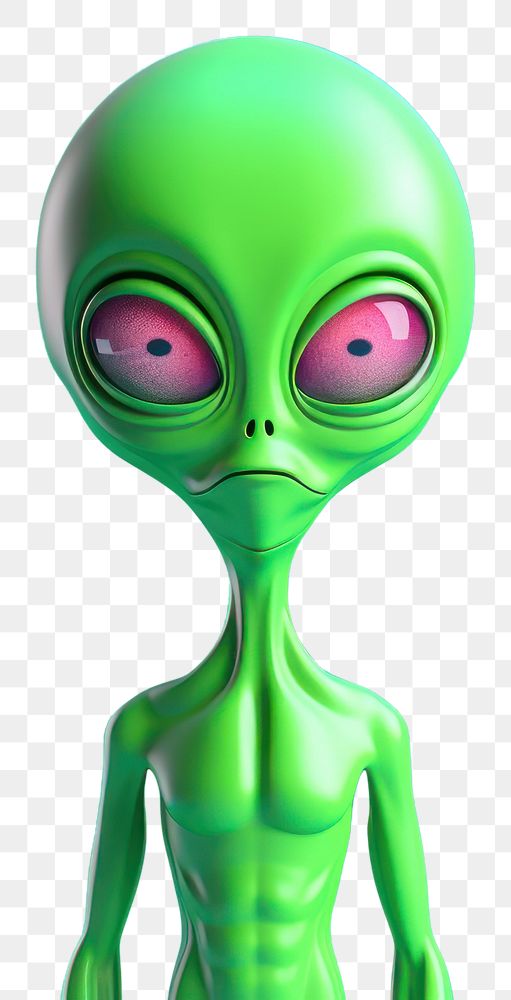 PNG 3d Surreal of a Alien green alien representation.