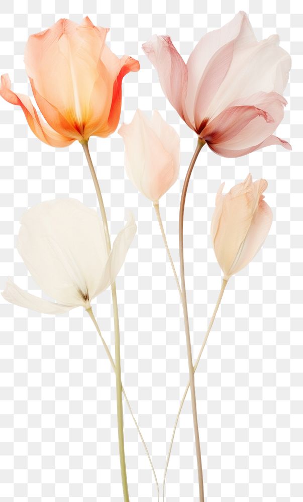 PNG Real pressed tulip flowers petal plant rose.