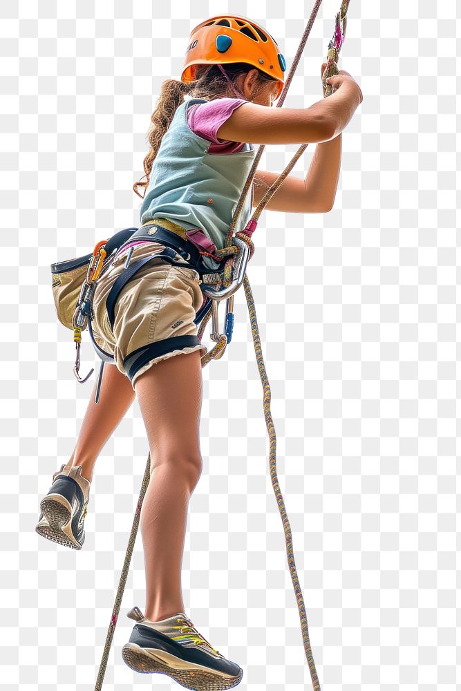 PNG Teenage girl in climbing recreation adventure outdoors.