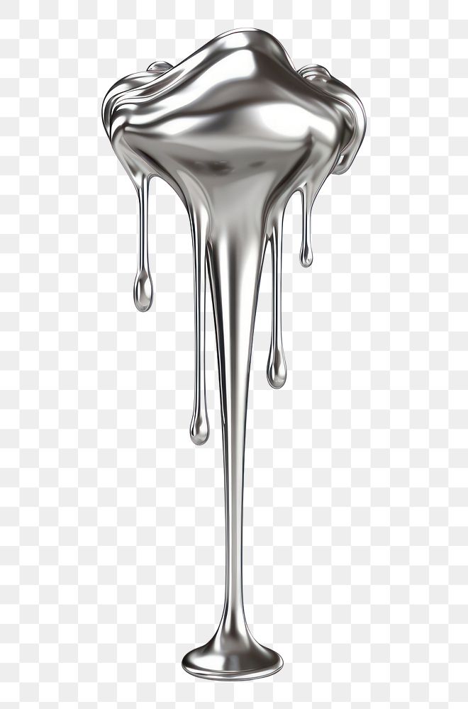 PNG Dripping lolipop silver metal white background.