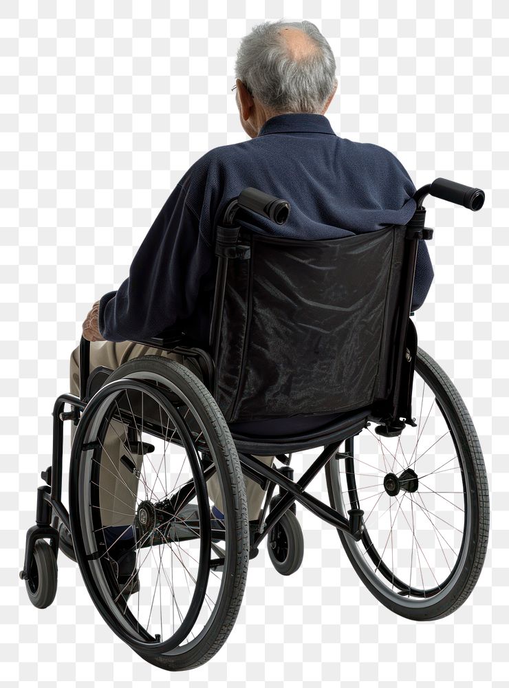 PNG Elderly sitting in Wheelchair wheelchair adult white background.