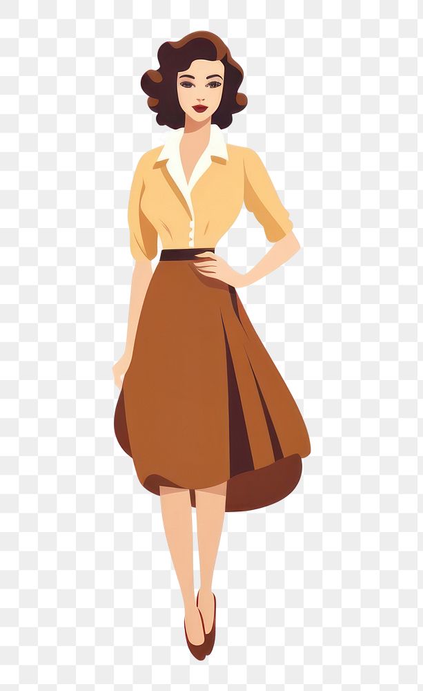 PNG Vintage cartoon style dress skirt adult.