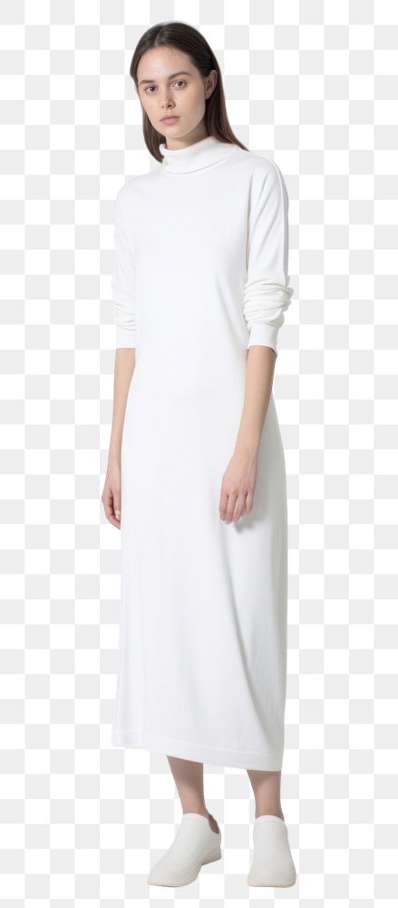 PNG Woman wearing blank white terry knit midi dress fashion sleeve adult.