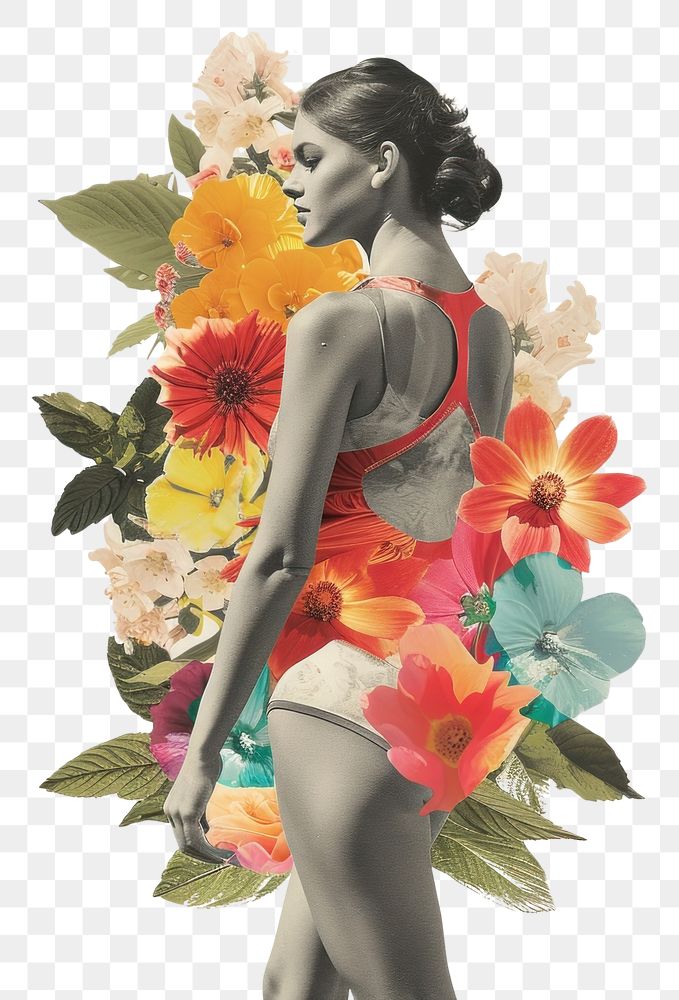 PNG Sports women flower art portrait