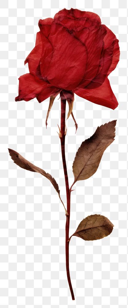 PNG Pressed red rose flower petal plant.