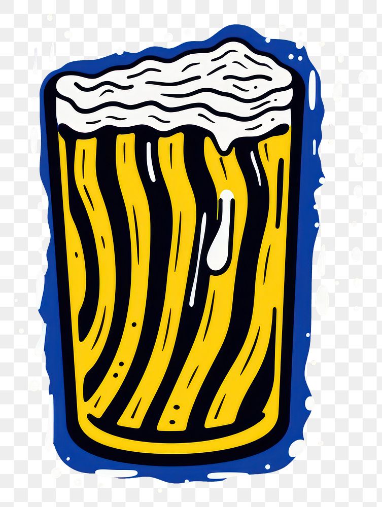 PNG  Yellow and blue of beer drink glass refreshment.