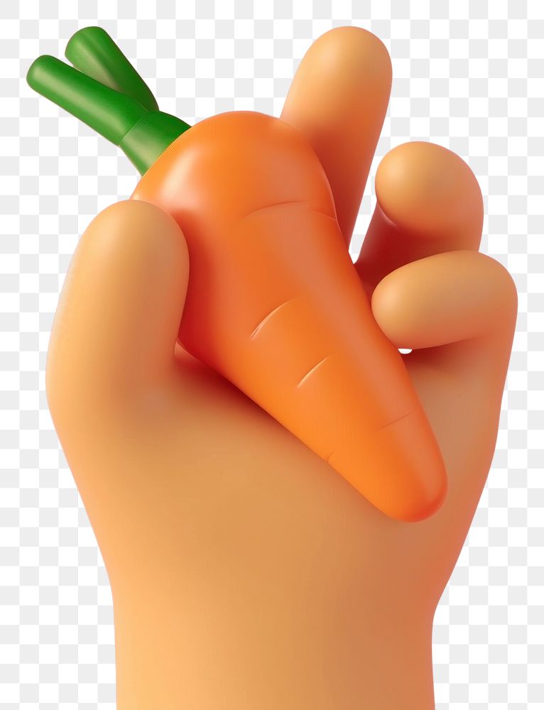 PNG A hand holding carrot vegetable finger plant.