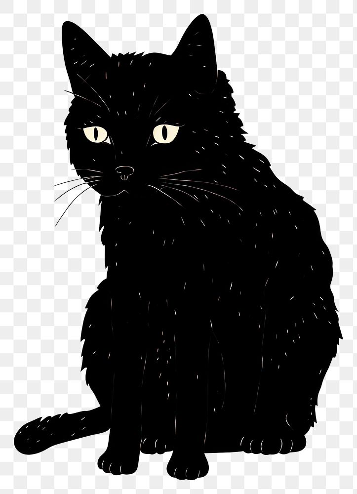 PNG  A black cat cartoon drawing animal