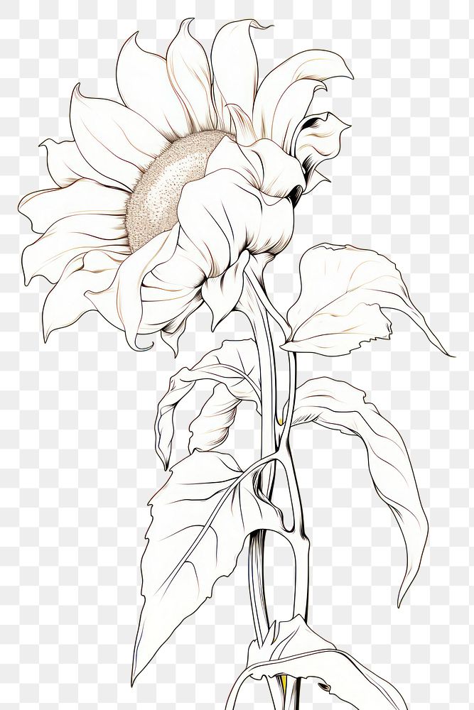 PNG  Sunflower drawing cartoon sketch.