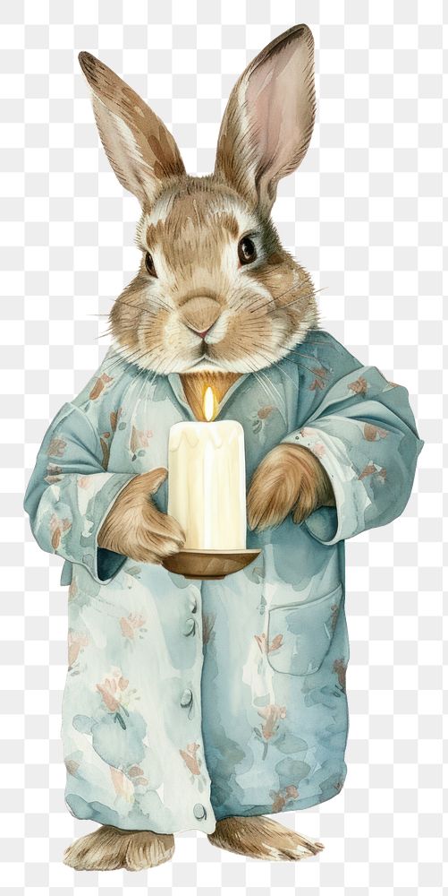 PNG  Illustration of Rabbit watercolor mammal animal candle.