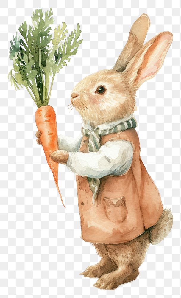 PNG  Little cute rabbit watercolor vegetable carrot rodent