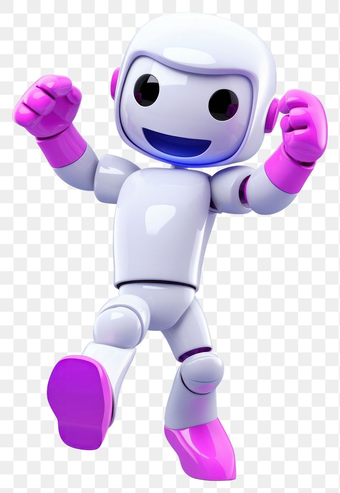 PNG  A cute 3d cartoon man with white computer head robot pink white background
