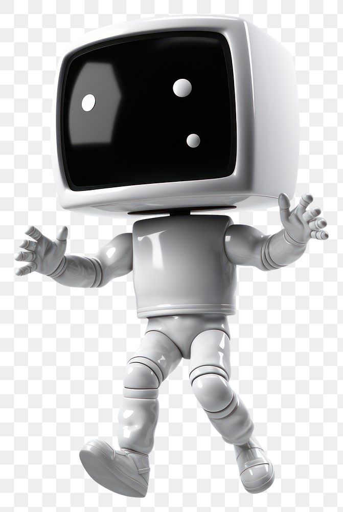 PNG  A man with television head cartoon robot white background.
