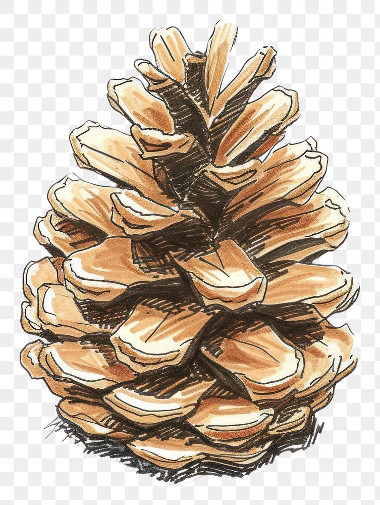 PNG  Hand-drawn sketch pine cone plant tree christmas.