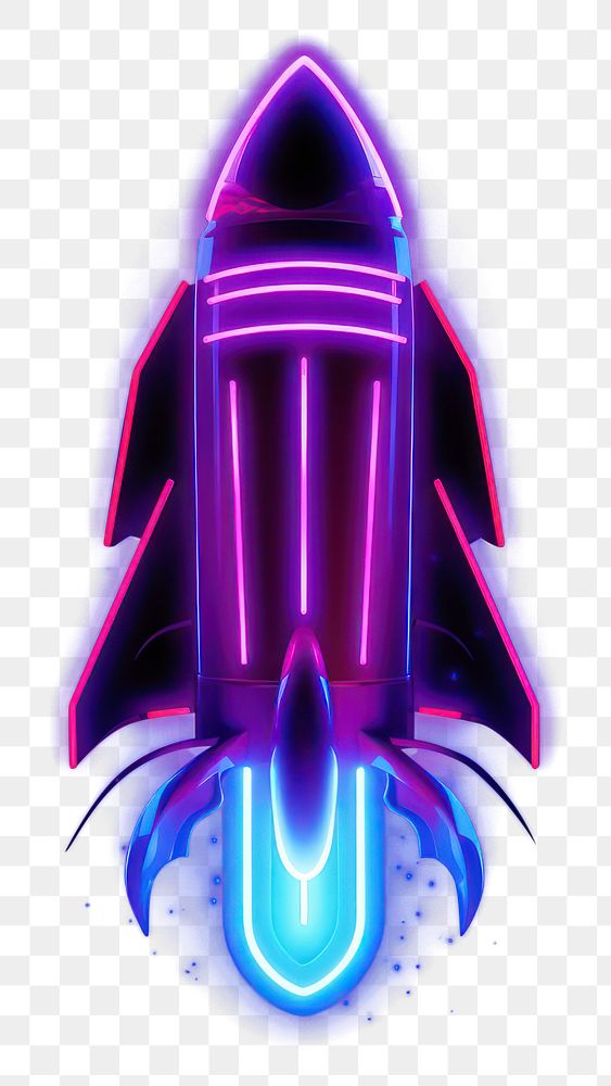 PNG Illustration Rocket Neon rim light purple neon rocket.