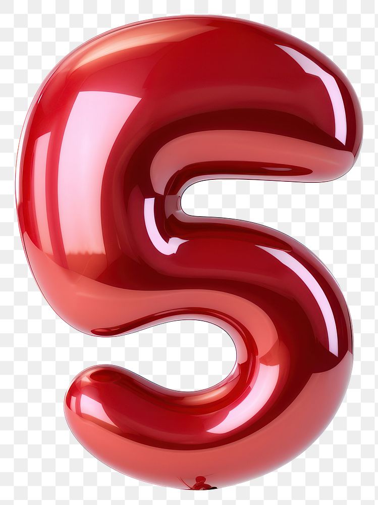 PNG Number 5 shape balloon red white background.