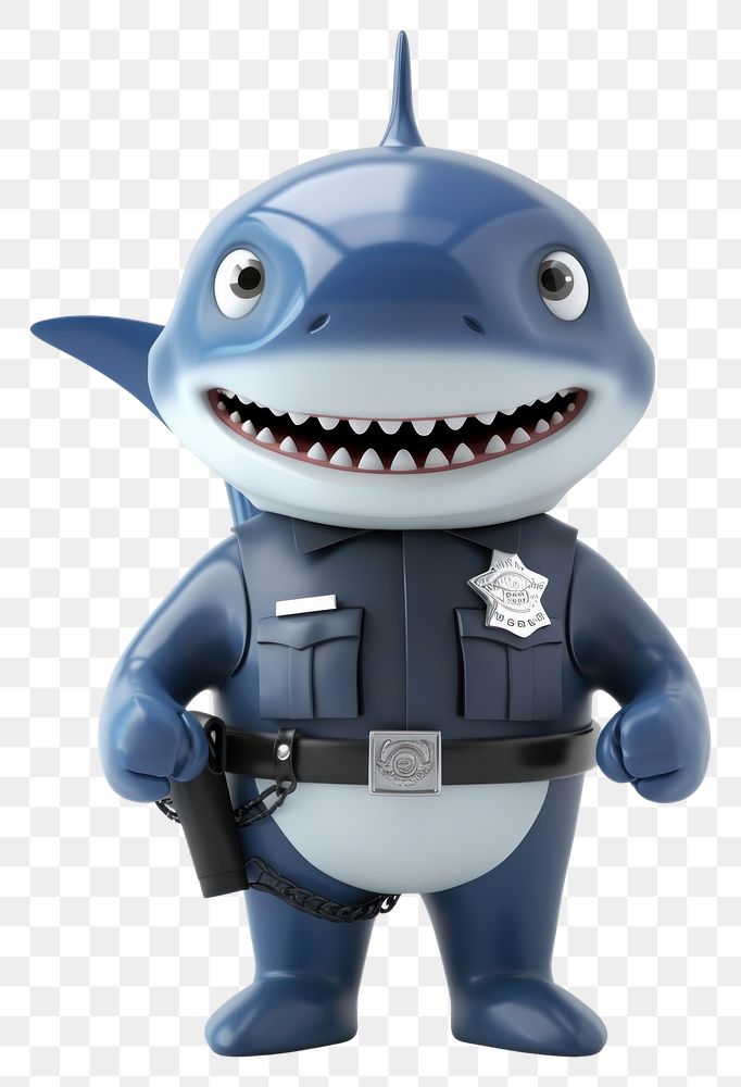 PNG  Shark police officer human toy representation.