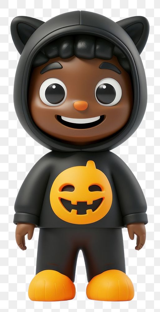 PNG  Black kid in halloween costume human cute toy.
