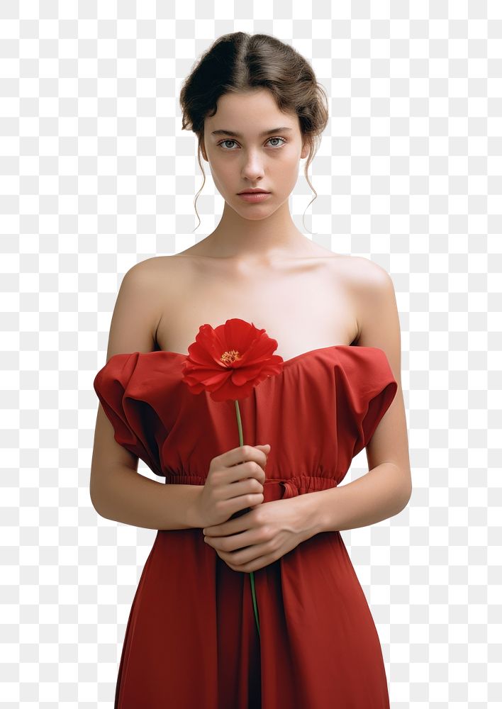 PNG Portrait fashion flower dress.