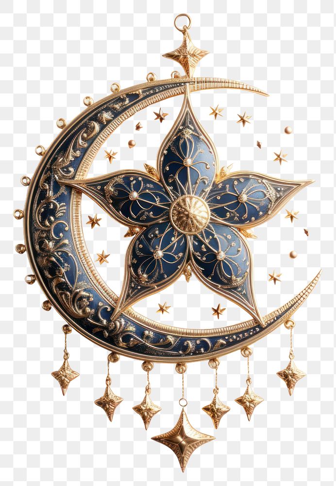 PNG Celestial art ramadan jewelry pendant locket.