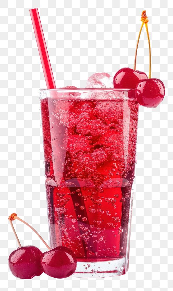 PNG Photo of cherry soda cocktail fruit drink.