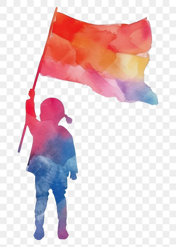PNG Kid protesting in Watercolor style paint adult human.