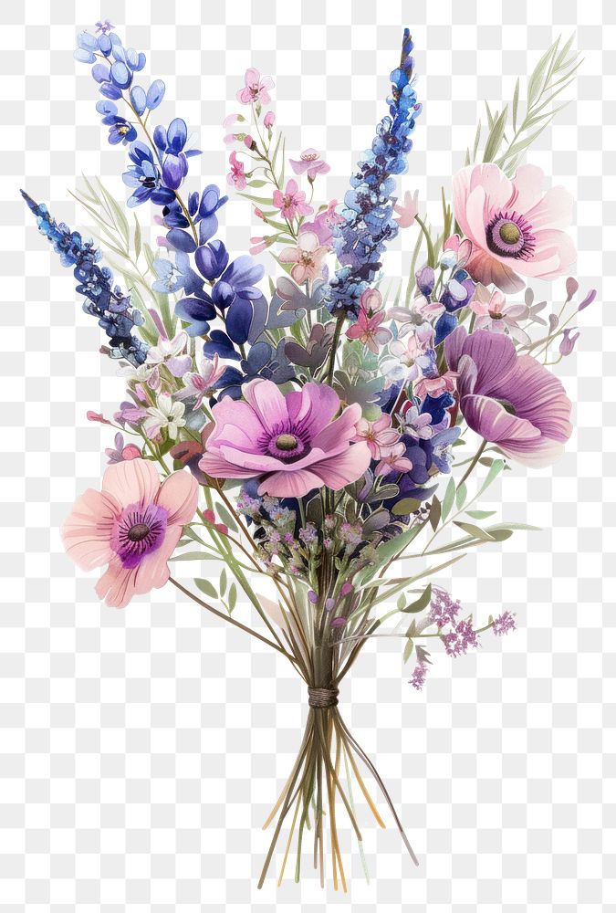 PNG Bouquet from pastel lavender blossom flower