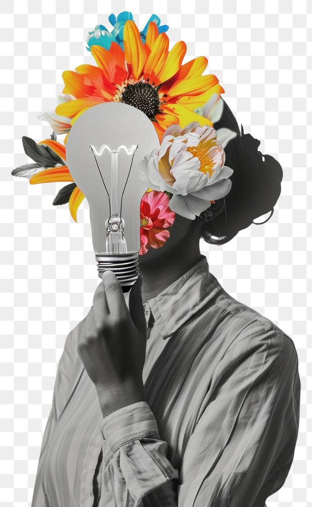 PNG  Person holding light bulb flower adult plant.