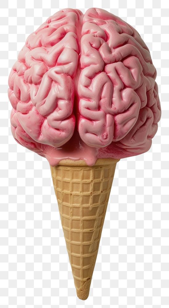 PNG  Brain ice cream cone dessert food pink.