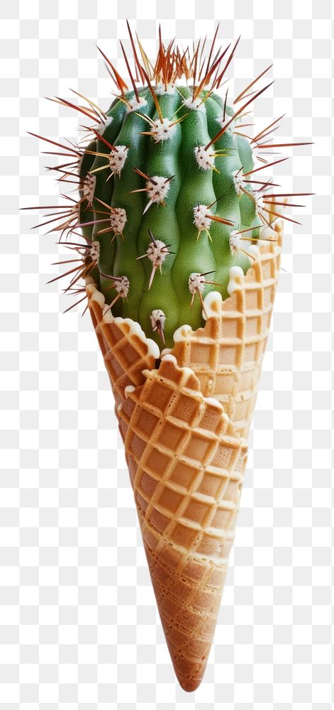 PNG  Cactus ice cream cone food white background freshness.