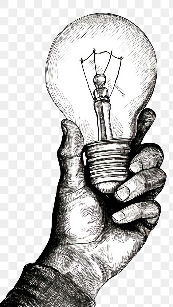 PNG  Person holding light bulb sketch lightbulb drawing