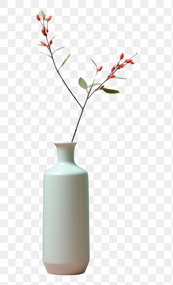 PNG Japanese tall vase flower plant decoration.