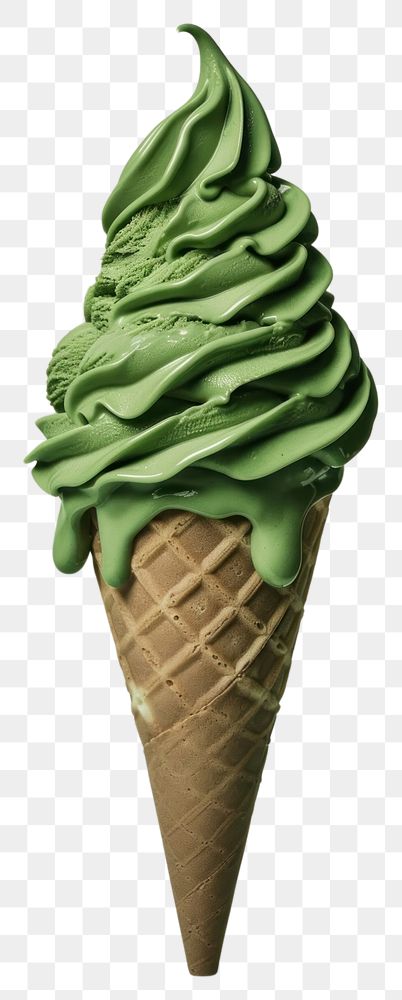 PNG  Matcha ice cream cone dessert green food